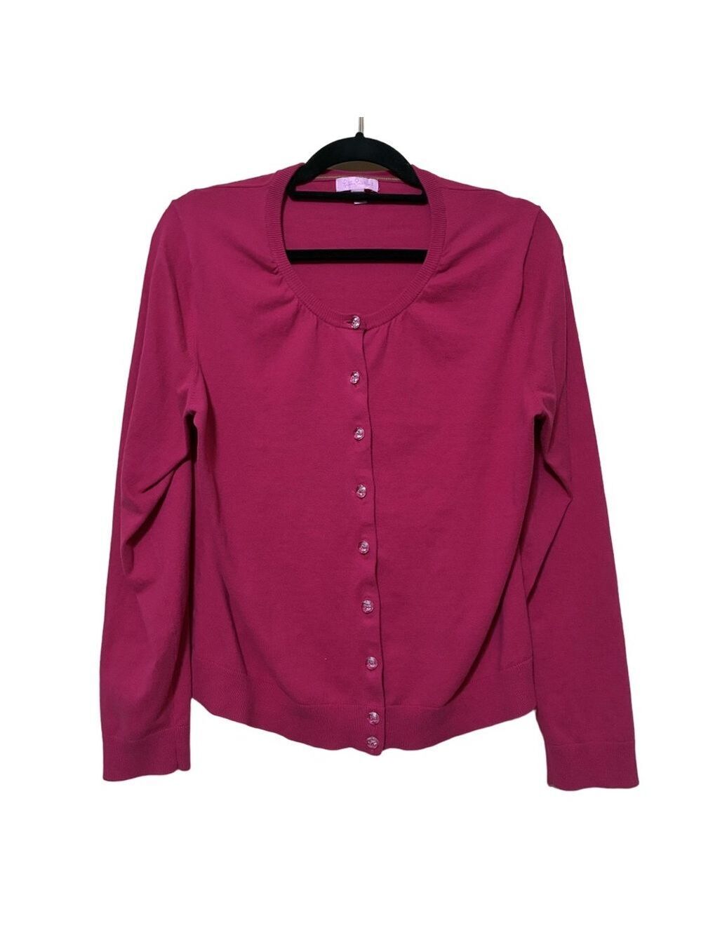 Lilly Pulitzer Round Neck Cardigan Women’s XL Pink Knit Barbie Button Front